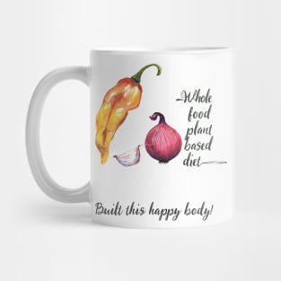 Whole Food Plant Based Vegan Diet in Watercolor and Handwriting Mug